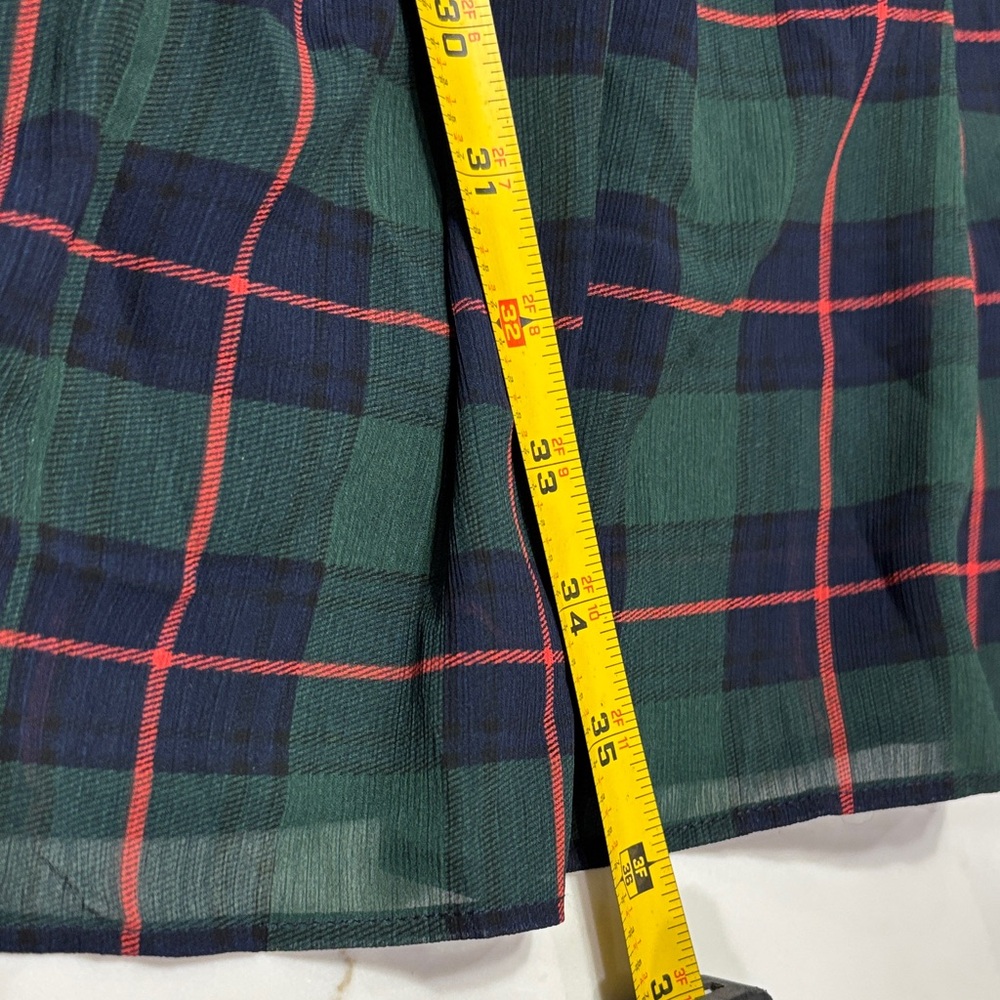 J. Crew Dark Green Plaid Tiered Long Sleeve Dress - Picture 12 of 16